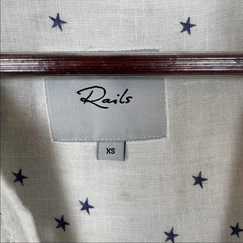 Rails Stars Xs Collared Button Down White Blouse - image 3